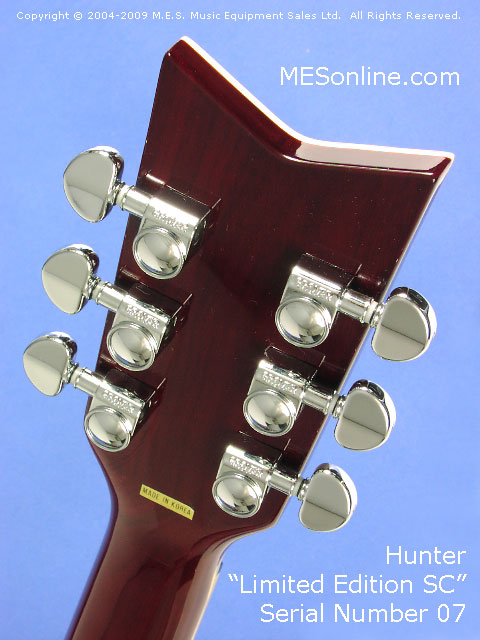 Hunter SC Electric Guitar  Headstock Back View