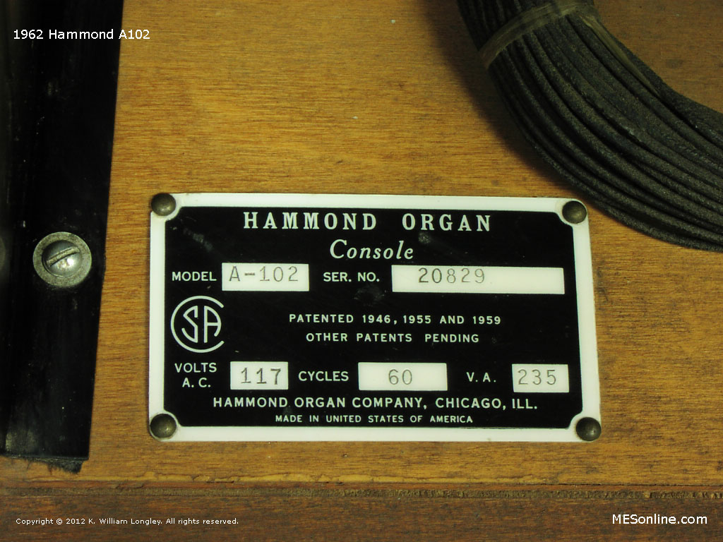 1962 Hammond A102 Tone Wheel Organ , Image 9