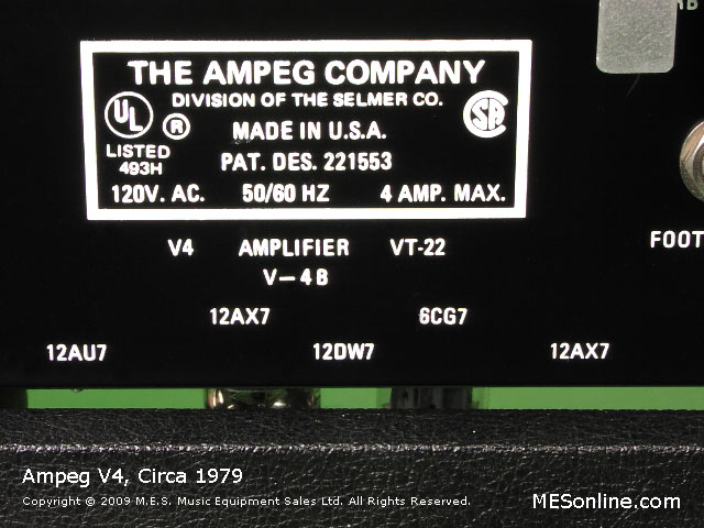 1979 Ampeg V4 amplifier head with 4 x 12 EXV4 speaker cabinet, image 12