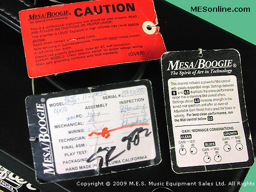 MESA-Boogie Blue Angel 4 x 10 guitar amplifier tags view, Image 15