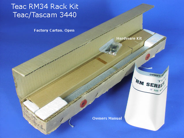 Teac Tascam RM34 Rack Mounting Kit for Teac 3340 Recorder Reproducer, Open Carton and Manual View